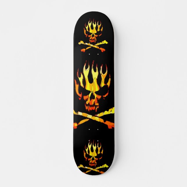 dreifacher Flammenschädel Skateboard (Vorne)