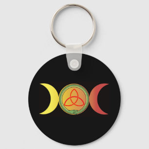 dreifacher Mond mit grünen ouroboros und rotem Schlüsselanhänger