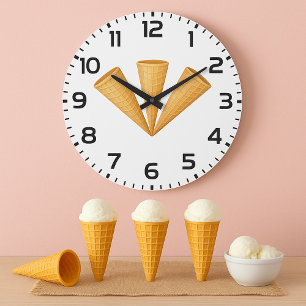 Dreifacher Waffel-Eiscreme-Kegel Sommer-Nachtisch Große Wanduhr