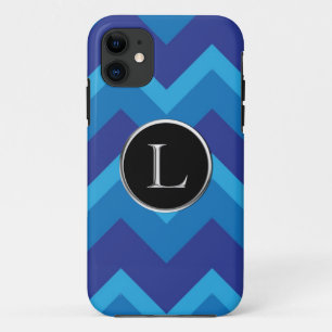 Dreifaches blaues Zickzack L silbernes Caslon iPhone 11 Hülle