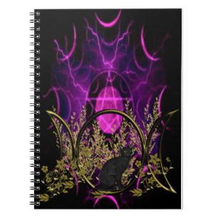 Dreifaches Mond-Symbol - schwarze Katze Notizblock