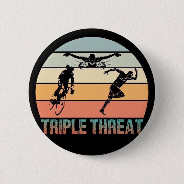 Dreifachgefahr - Triathlon Sunset Button (Vorderseite)
