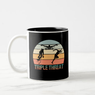 Dreifachgefahr - Triathlon Sunset Zweifarbige Tasse