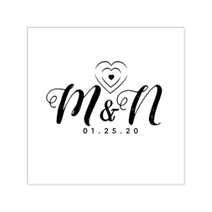 Dreifachherz - rustikale Buchstaben Permastempel