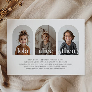 Dreifachname Joint Landscape Foto Geburtstag Einladung