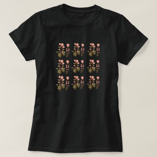 Dreifachrosa Blume T-Shirt (Design vorne)