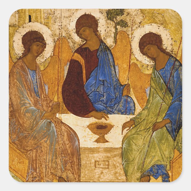 Dreifaltigkeit von Andrey Rublev Quadratischer Aufkleber (Vorderseite)