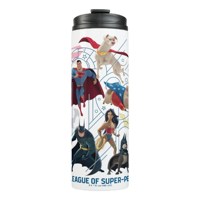 Dreifaltigkeitshelden und Super-Pets Thermosbecher (Vorderseite)