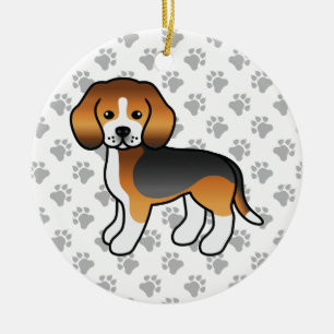 Dreifarben-Beagle-Hund süße Cartoon-Illustration Keramik Ornament