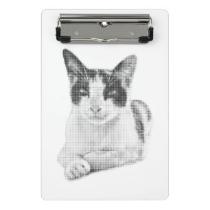 Dreifarbenkatze Halftone-Effekt Mini Klemmbrett