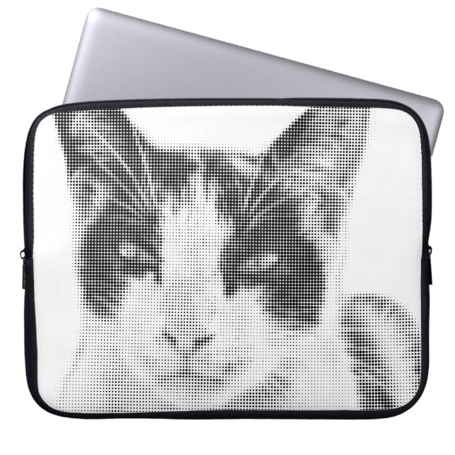 Dreifarbenkatze Halftone Laptopschutzhülle (Vorderseite)