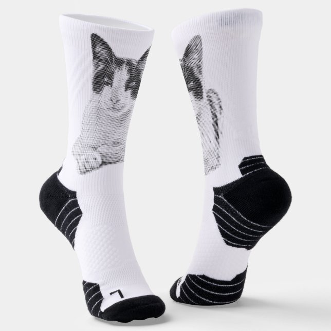 Dreifarbenkatze Halftone Socken (Gewinkelt)