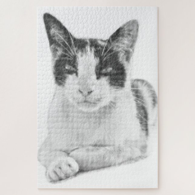 Dreifarbenkatze Retro Halfton (Vertikal)