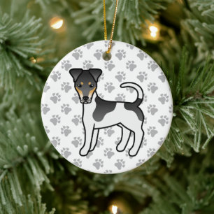 Dreifarbig glatter Fox Terrier Süßer Cartoon-Hund Keramik Ornament
