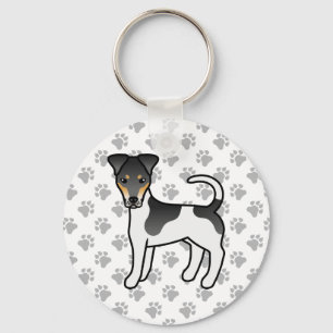 Dreifarbig glatter Fox Terrier Süßer Cartoon-Hund Schlüsselanhänger