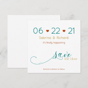 Dreifarbige BOHO Minimal Rost Aquamarin Gold Savet Einladung