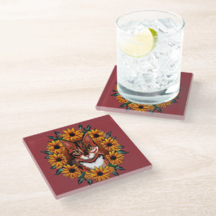 Dreifarbige Katze mit Black-eyed Susan Maryland St Glasuntersetzer