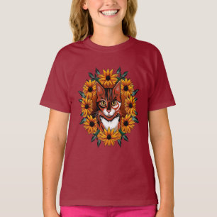 Dreifarbige Katze mit Black-eyed Susan Maryland St T-Shirt