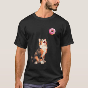 Dreifarbige Katze starrt auf Donut, lustige dreifa T-Shirt