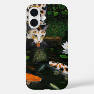 Dreifarbige Katze und Koi-Fisch title_seo2