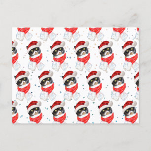 Dreifarbige Katze Weihnachten Wasserfarbe mit Scha