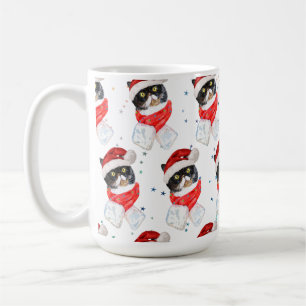 Dreifarbige Katze Weihnachten Wasserfarbe mit Scha Kaffeetasse