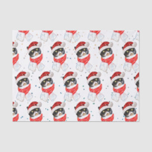 Dreifarbige Katzen-Weihnachts-Wasserfarbe mit Scha Seidenpapier
