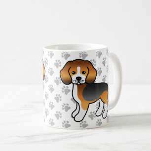 Dreifarbiger Beagle Süßer Cartoon-Hund & Pfoten Kaffeetasse