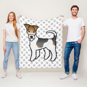 Dreifarbiger Draht-Fuchs-Terrier Süßer Cartoon-Hun Fleecedecke
