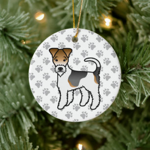 Dreifarbiger Drahthaar-Foxterrier Süßer Cartoon-Hu Keramik Ornament