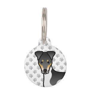 Dreifarbiger Glattfell-Foxterrier Süßer Hundekopf Haustiermarke