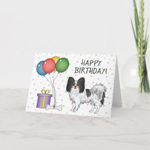 Dreifarbiger Papillon Cartoon-Hund Alles Gute zum Karte