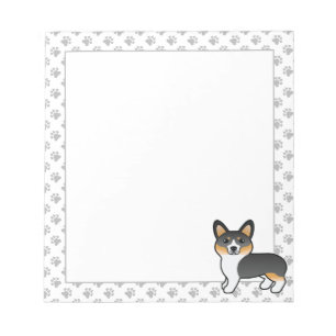 Dreifarbiger Pembroke Welsh Corgi Cartoon Hund Notizblock