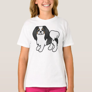 Dreifarbiges Japan-Chin Süßer Cartoon-Hund T-Shirt