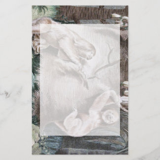Dreifingerfaultiere Vintage-Kunst Briefpapier