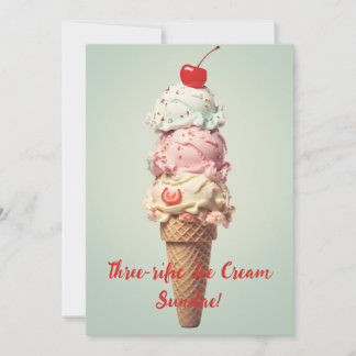Dreigriffige Eiscreme Sundae Geburtstagskarte Einladung