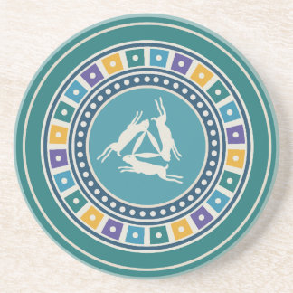 Dreihasenmotiv und vintage Geometrie-Muster Getränkeuntersetzer