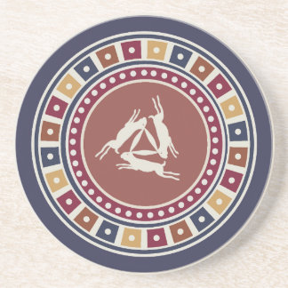 Dreihasenmotiv und vintage geometrisches Muster Getränkeuntersetzer