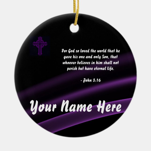 Dreiheits-Querverzierungs-John-3:16 Keramik Ornament (Vorne)