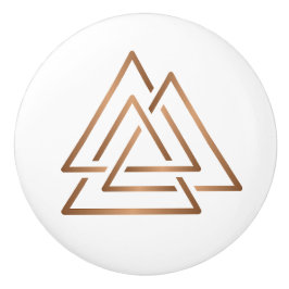 Dreiknotensymbol - Minimalistische Bronze-Linienku Keramikknauf
