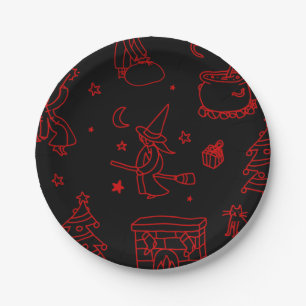 Dreikönig Christmas Hexe Befana schwarz Pappteller