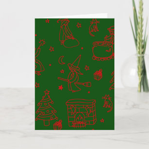 Dreikönigstag Weihnachten Hexe Befana Grün Einladung