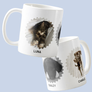 Dreimal gezogener Name der Fotocollage Kaffeetasse