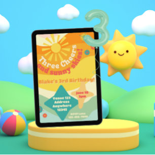 Dreimal Hoch Sunny Sky, Bunter Sonnenschein 3. Geb Einladung