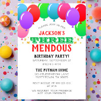 DREImendous 3. Geburtstag Ballon Banner Rot