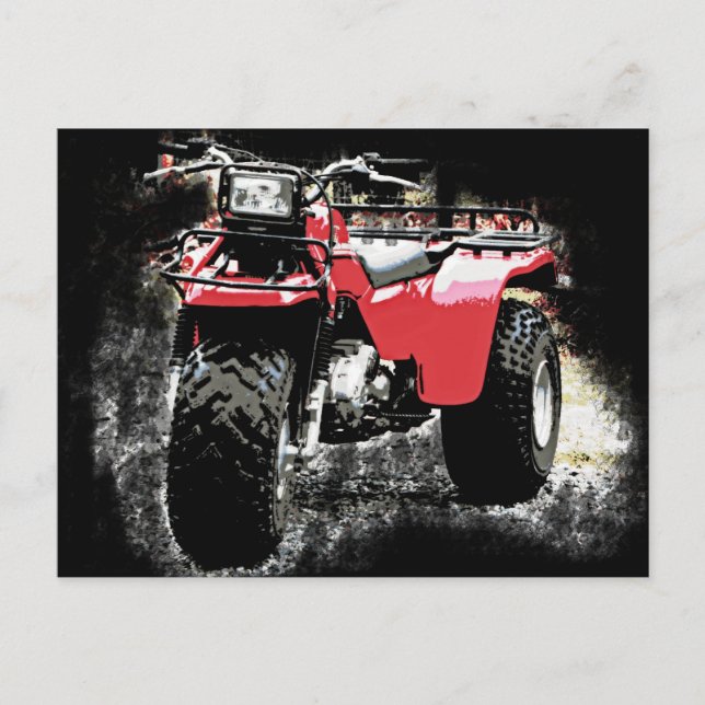 Dreirädriges ATC Red Trike Motorrad Postkarte (Vorderseite)