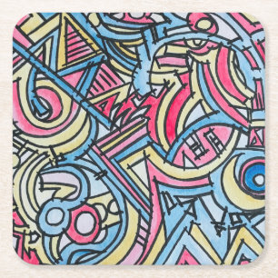 Dreiring-Zirkus-Moderne geometrische Kunst Rechteckiger Pappuntersetzer