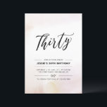 dreißig | Minimal 30. Geburtstag Party Wasserfarbe Einladung<br><div class="desc">Feiern Sie Ihren besonderen Tag mit dieser einfachen,  minimalen 30. Geburtstagsfeier Party Einladung. Dieses Design zeichnet sich durch ein stilvolles Schriftzeichen "Thirty" mit einem weichen,  neutralen Aquarellhintergrund aus. Mehr Geburtstagseinladungen für Erwachsene und Party-Zubehör sind in meinem Shop BaraBomDesign erhältlich.</div>