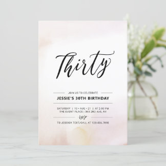 dreißig | Minimal 30. Geburtstag Party Wasserfarbe Einladung