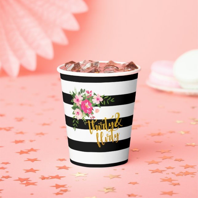Dreißig- und Koketter Papiercup - Schwarz-Weiß-Str Pappbecher (Insitu)